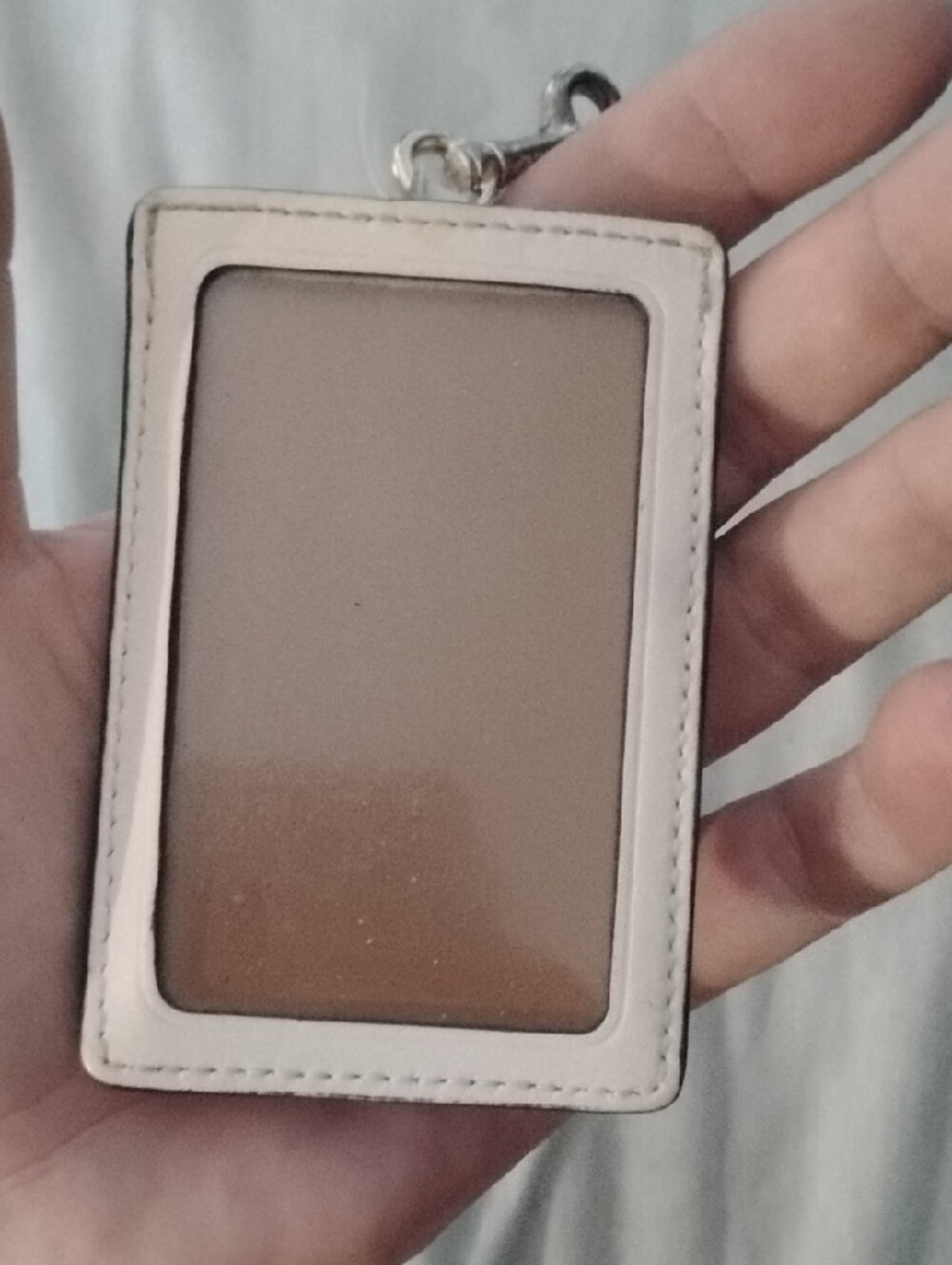 Coach White Cherry Print Leather ID Card Holder with Gold Logo and Silver Clip - Picture 7 of 9